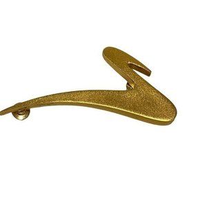 Vintage Matte Gold Tone 80's‎ Style Squiggle Line Pin Brooch